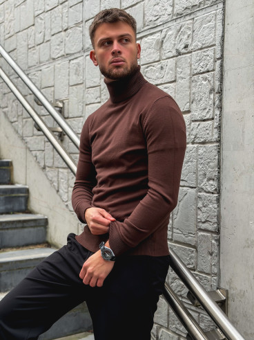 Pull col roulé Gaspard - Chocolat