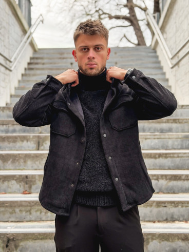 Chemise côtelé Rémi - Noir