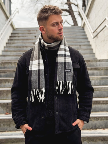Echarpe à carreaux Ethan - Noir