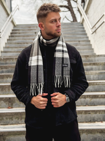 Echarpe à carreaux Ethan - Noir