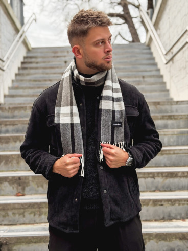 Echarpe à carreaux Ethan - Noir