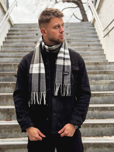 Echarpe à carreaux Ethan - Noir