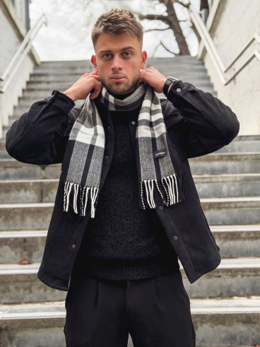 Echarpe à carreaux Ethan - Noir