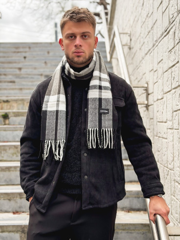 Echarpe à carreaux Ethan - Noir