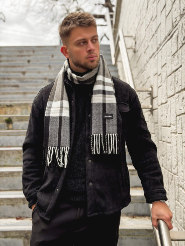 Echarpe à carreaux Ethan - Noir