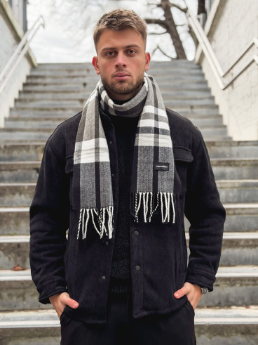 Echarpe à carreaux Ethan - Noir