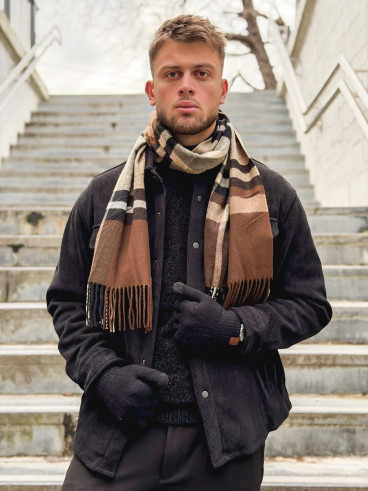 Echarpe à carreaux Ethan - Marron