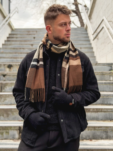 Echarpe à carreaux Ethan - Marron
