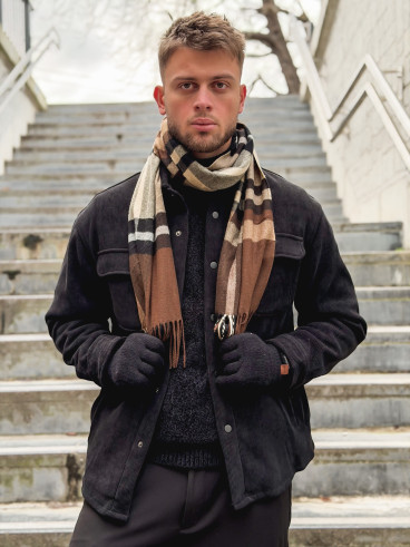 Echarpe à carreaux Ethan - Marron