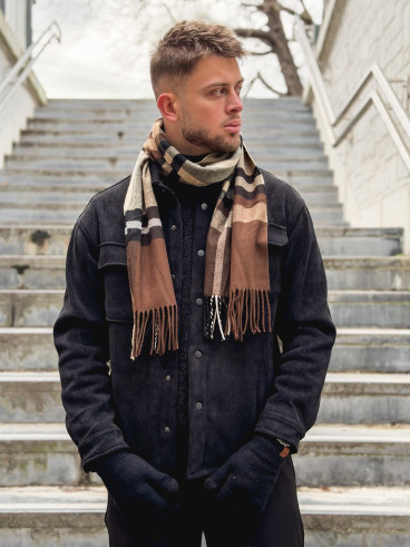 Echarpe à carreaux Ethan - Marron