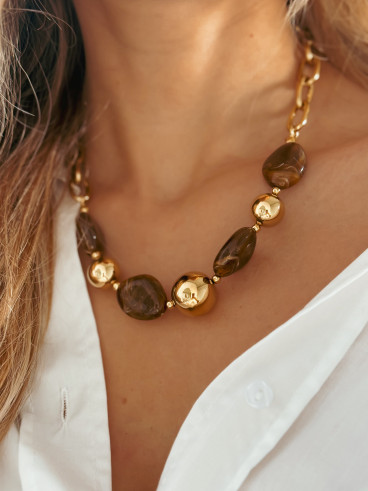 Collier Harper - Chocolat/Doré