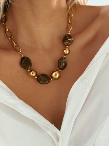 Collier Harper - Chocolat/Doré
