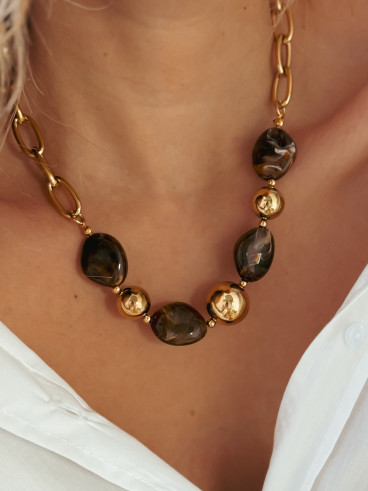Collier Harper - Chocolat/Doré