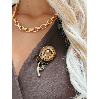 Broche Clivia - Chocolat