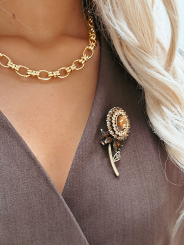 Broche Clivia - Chocolat