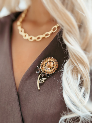 Broche Clivia - Chocolat