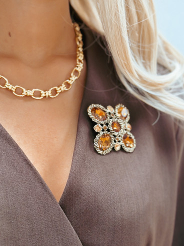 Broche Clarkia - Chocolat