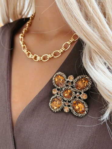 Broche Clarkia - Chocolat