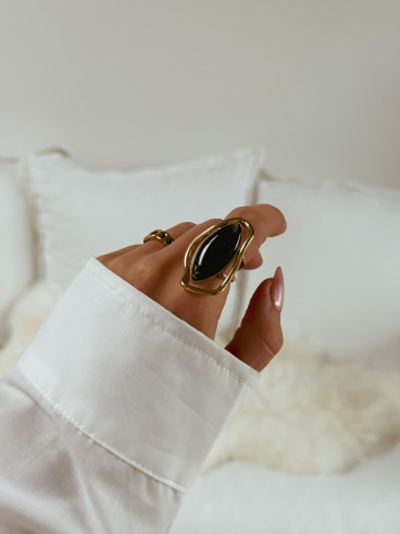 Bague Lucia - Doré/Chocolat
