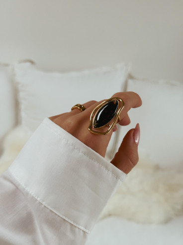Bague Lucia - Doré/Chocolat