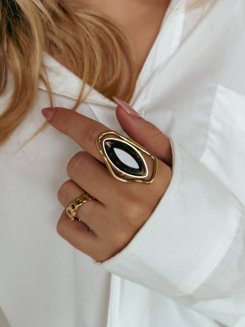 Bague Lucia - Doré/Chocolat