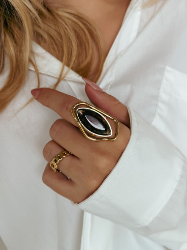 Bague Lucia - Doré/Chocolat