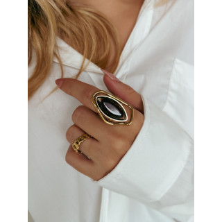 Bague Lucia - Doré/Chocolat