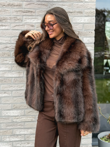 Veste fausse fourrure Méline - Chocolat