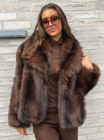 Veste fausse fourrure Méline - Chocolat