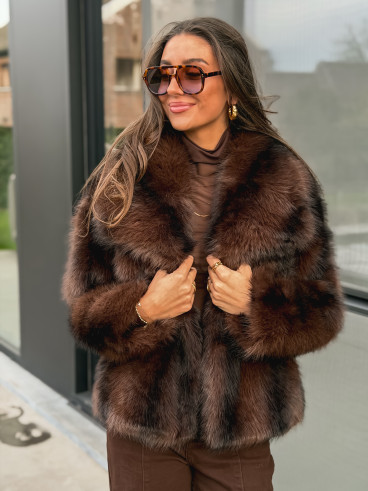 Veste fausse fourrure Méline - Chocolat