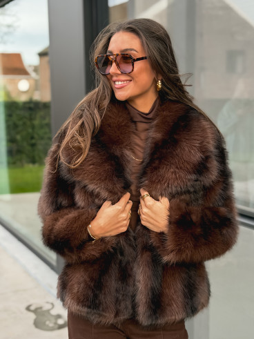 Veste fausse fourrure Méline - Chocolat