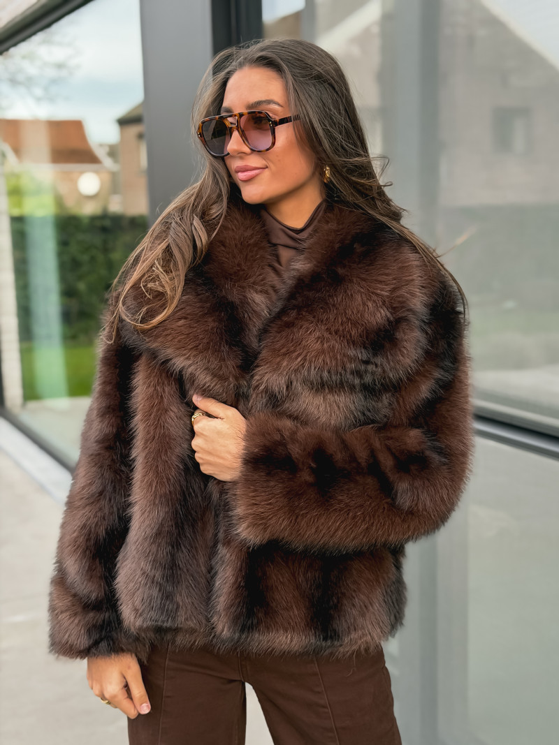 Veste fausse fourrure Méline - Chocolat
