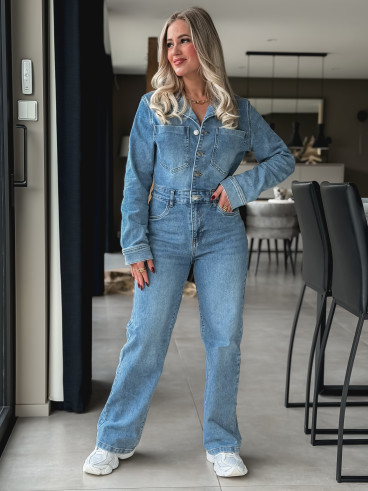 Combinaison pantalon en jeans Ineya - Bleu Combinaison pantalon en jeans Ineya - Bleu