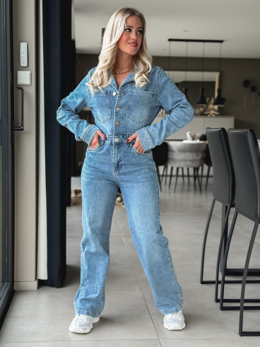 Combinaison pantalon en jeans Ineya - Bleu Combinaison pantalon en jeans Ineya - Bleu