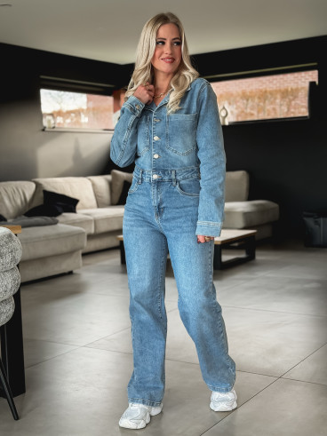 Combinaison pantalon en jeans Ineya - Bleu Combinaison pantalon en jeans Ineya - Bleu