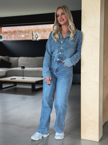 Combinaison pantalon en jeans Ineya - Bleu Combinaison pantalon en jeans Ineya - Bleu