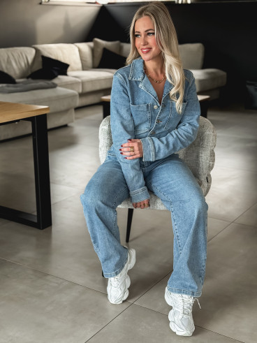 Combinaison pantalon en jeans Ineya - Bleu Combinaison pantalon en jeans Ineya - Bleu