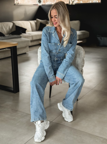 Combinaison pantalon en jeans Ineya - Bleu Combinaison pantalon en jeans Ineya - Bleu