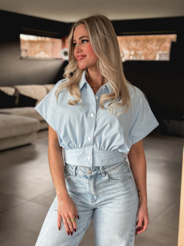 Crop blouse Idalya - Bleu ciel