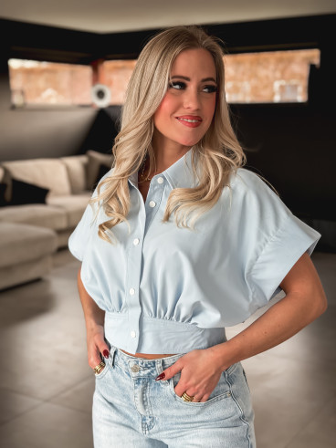 Crop blouse Idalya - Bleu ciel