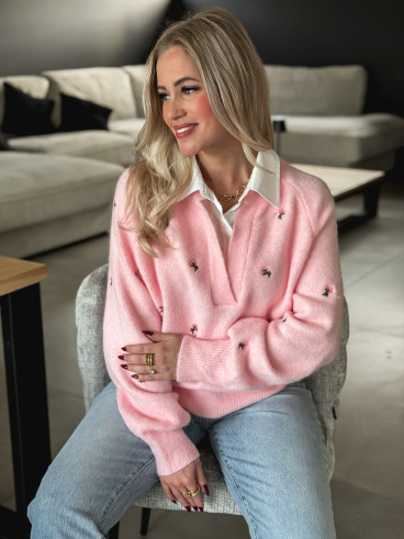 Pull à fleurs Rosaliana - Rose