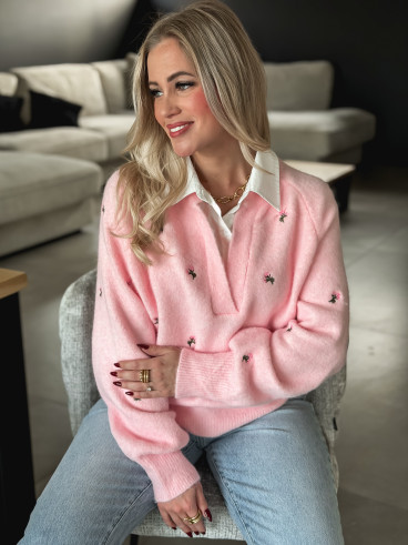 Pull à fleurs Rosaliana - Rose