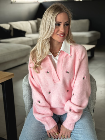 Pull à fleurs Rosaliana - Rose