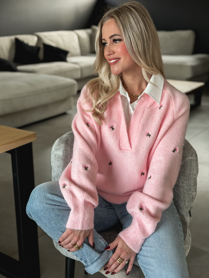 Pull à fleurs Rosaliana - Rose