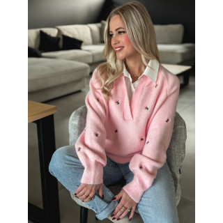 Pull à fleurs Rosaliana - Rose