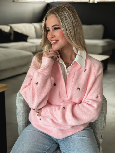 Pull à fleurs Rosaliana - Rose