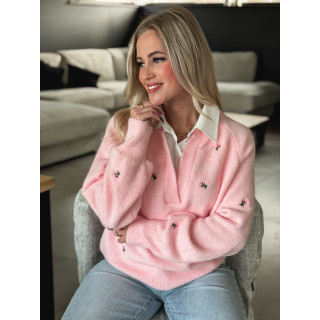 Pull à fleurs Rosaliana - Rose