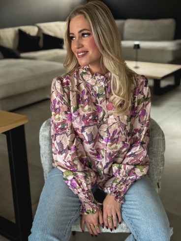 Chemise à motifs Norine - Violet