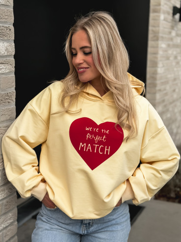Pull à capuche "Perfect match" - Jaune