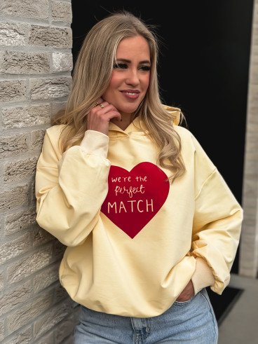 Pull à capuche "Perfect match" - Jaune